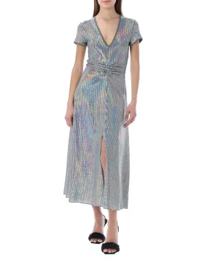 ROTATE Mersy V-Neck Short Sleeved Midi Dress