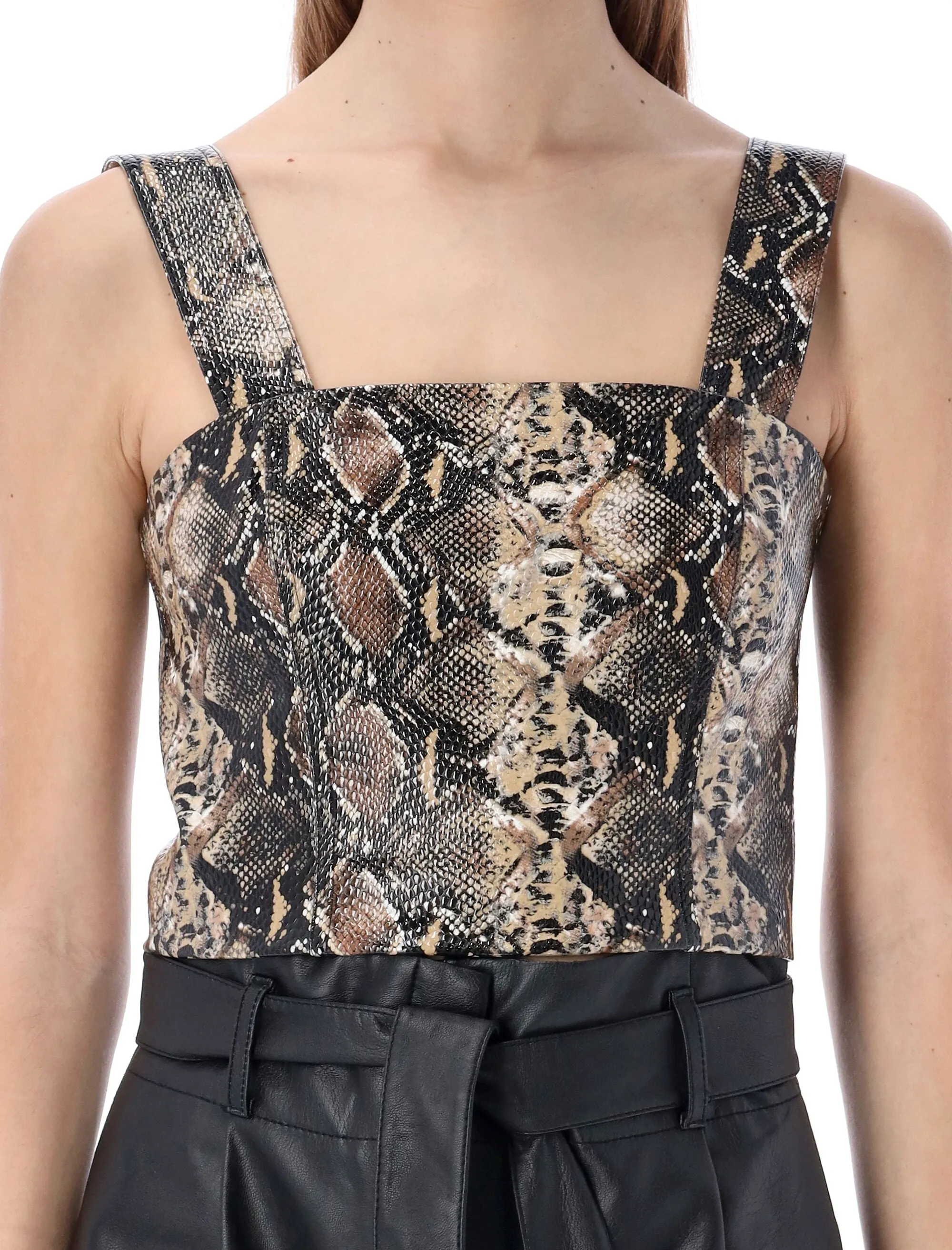 ROTATE Snakeskin Printed Margaret Top