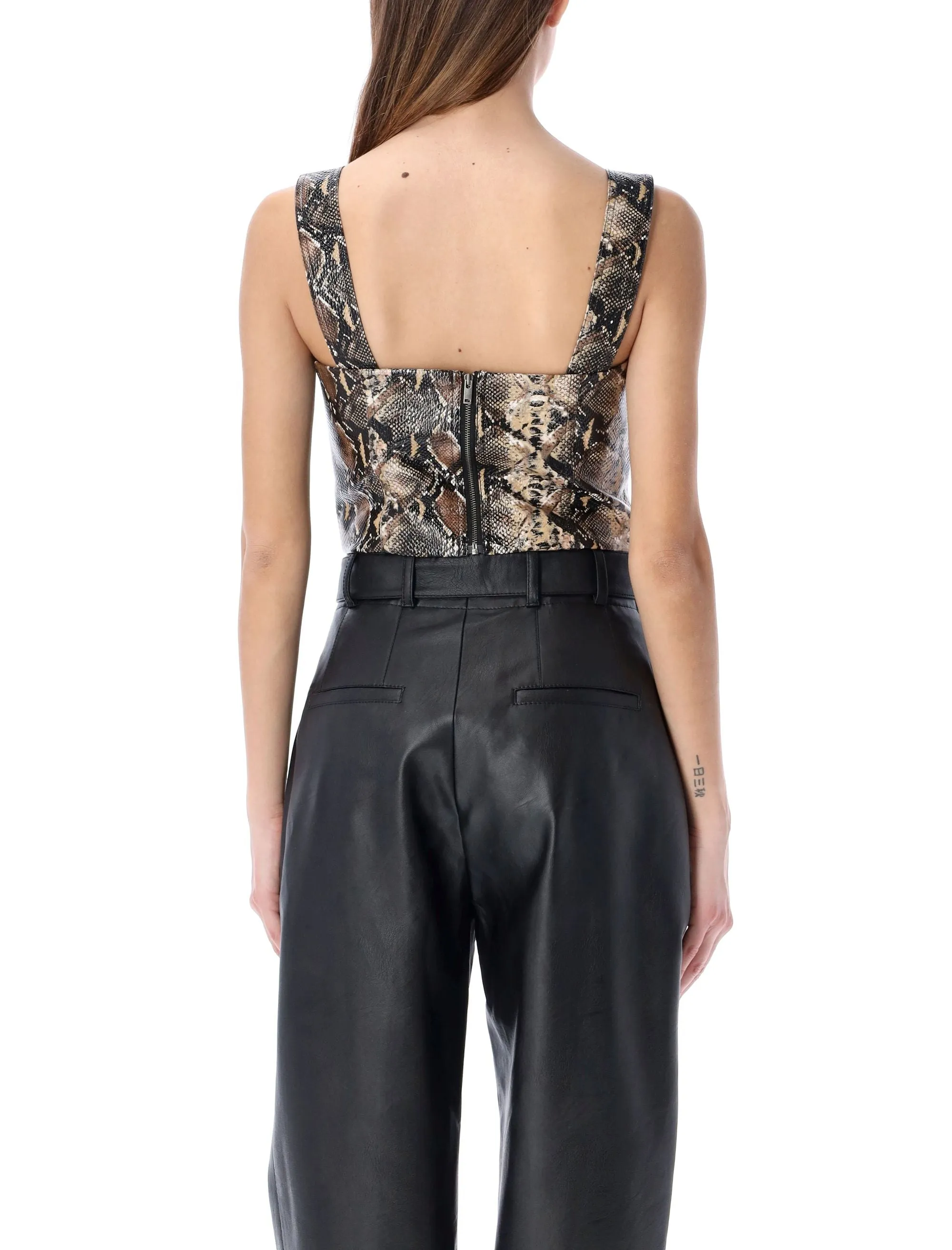 ROTATE Snakeskin Printed Margaret Top