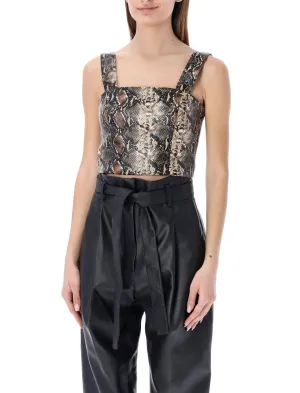 ROTATE Snakeskin Printed Margaret Top