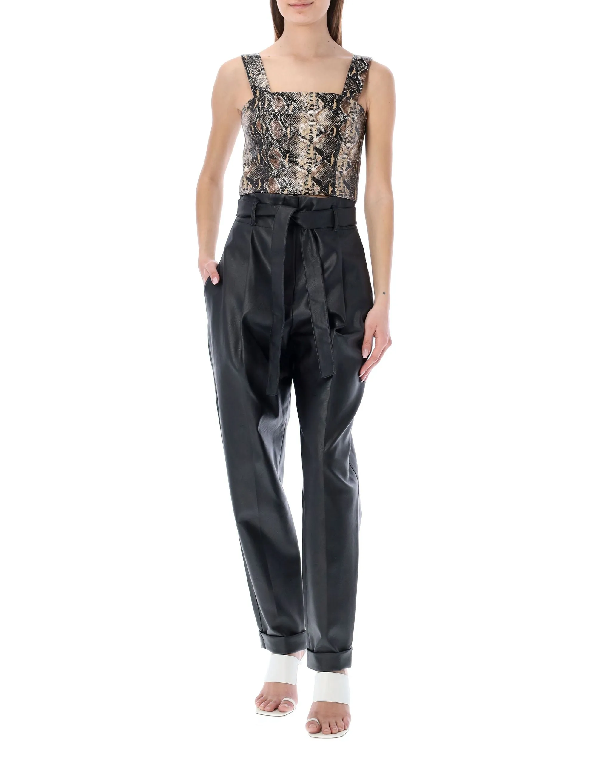 ROTATE Snakeskin Printed Margaret Top