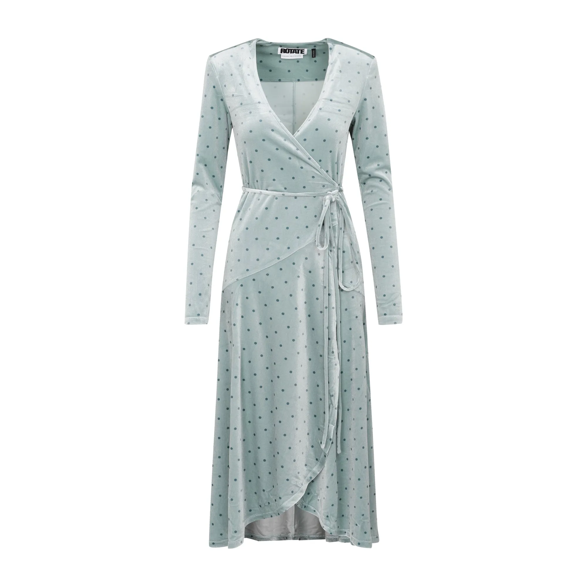 ROTATE V-Neck Tie Waist Midi Dress
