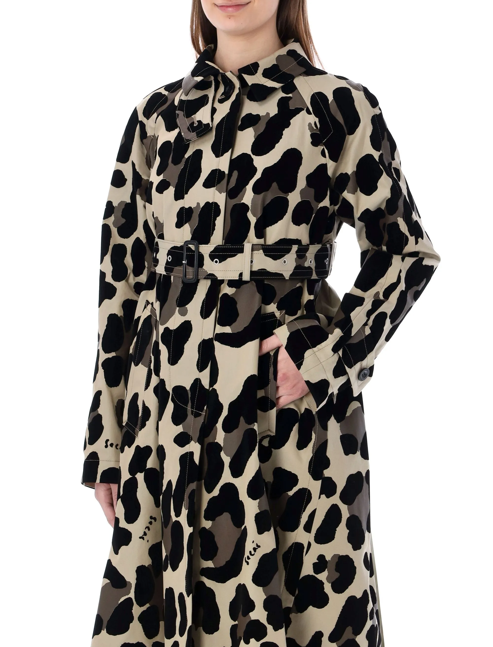 Sacai Leopard Printed Pleated Dress