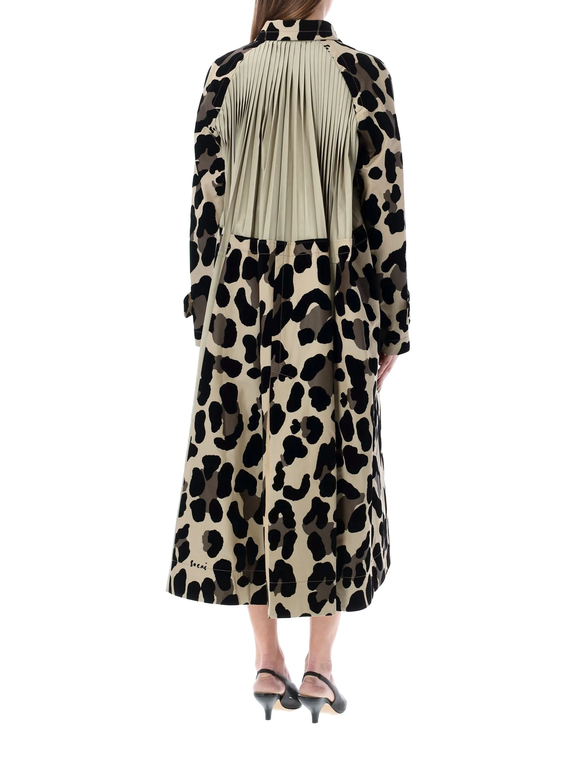 Sacai Leopard Printed Pleated Dress