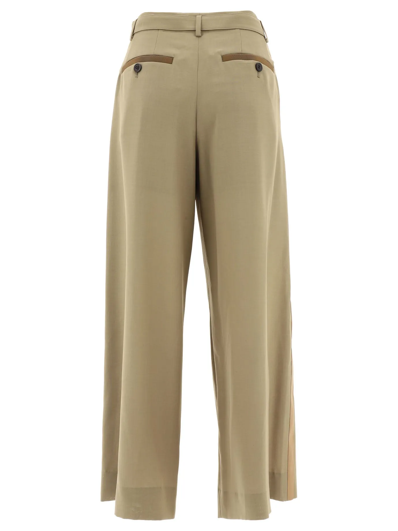 Sacai Pleat-Detailed Wide Leg Belted Pants