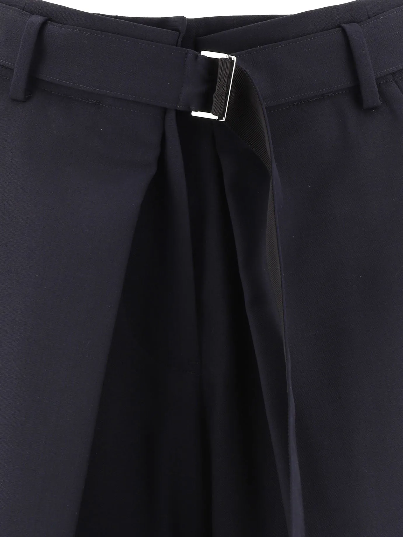 Sacai Pleat-Detailed Wide Leg Belted Pants