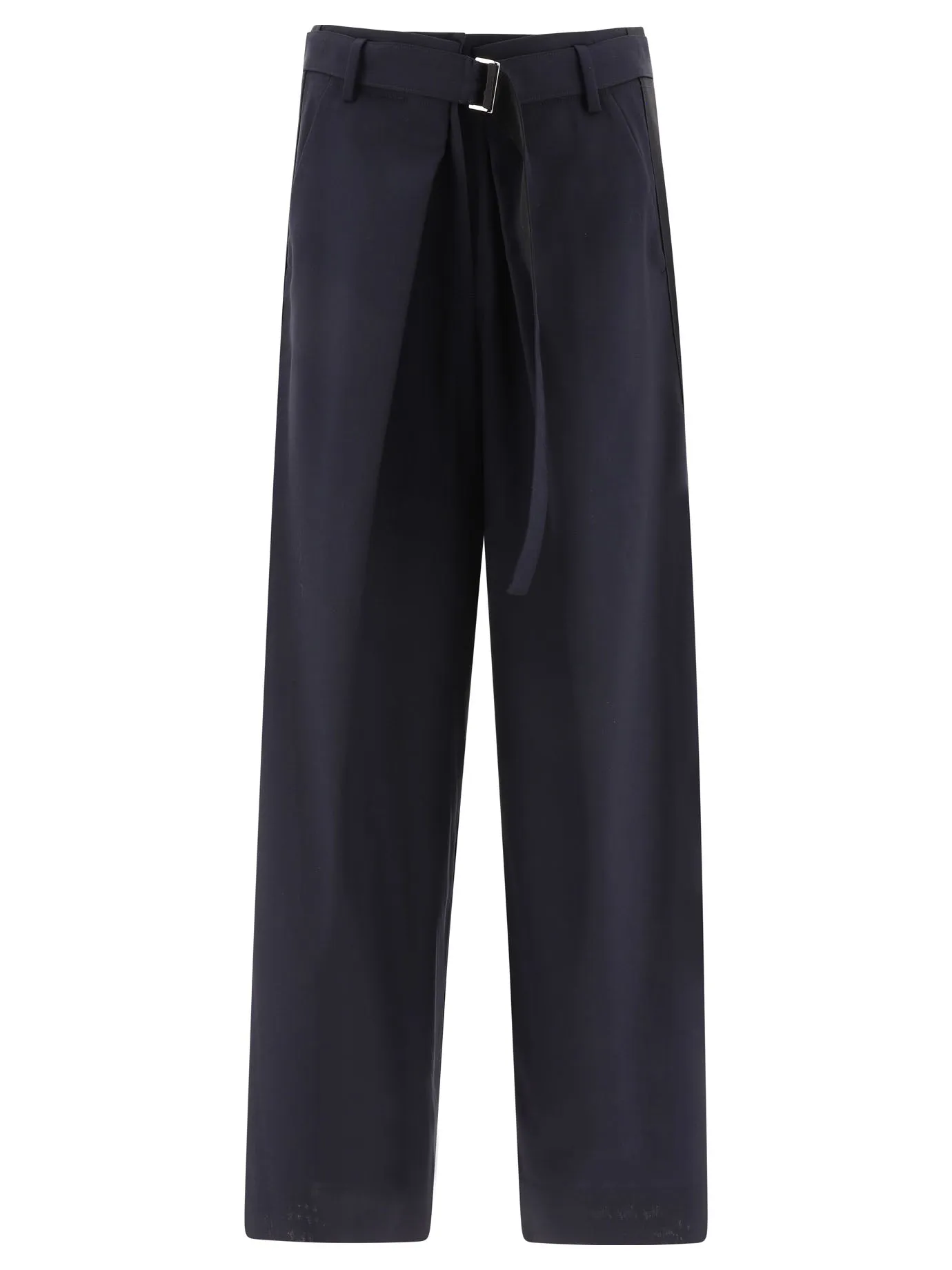 Sacai Pleat-Detailed Wide Leg Belted Pants