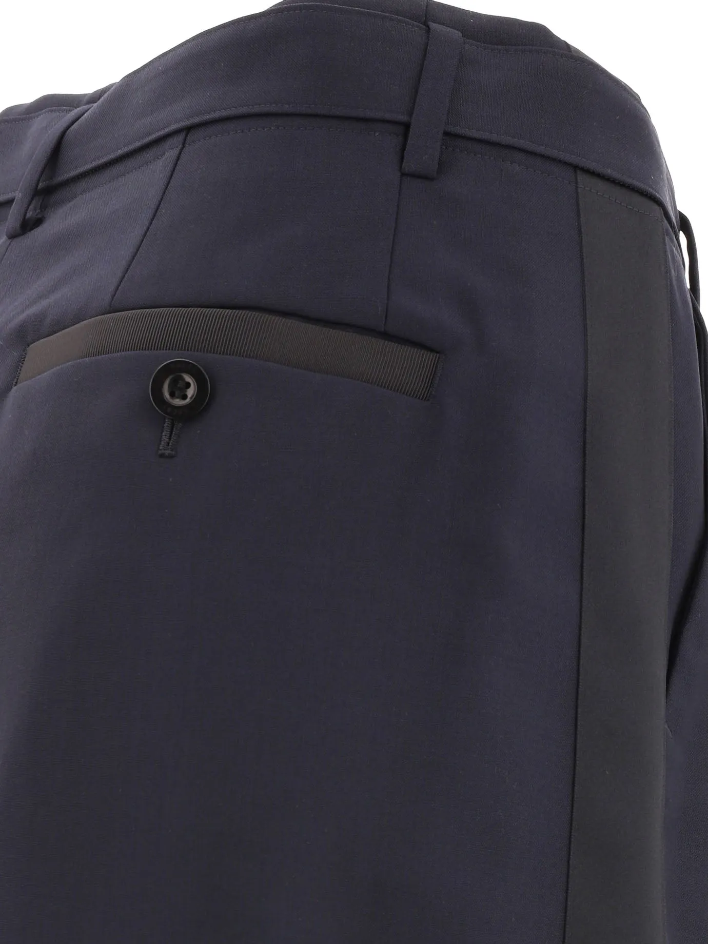 Sacai Pleat-Detailed Wide Leg Belted Pants