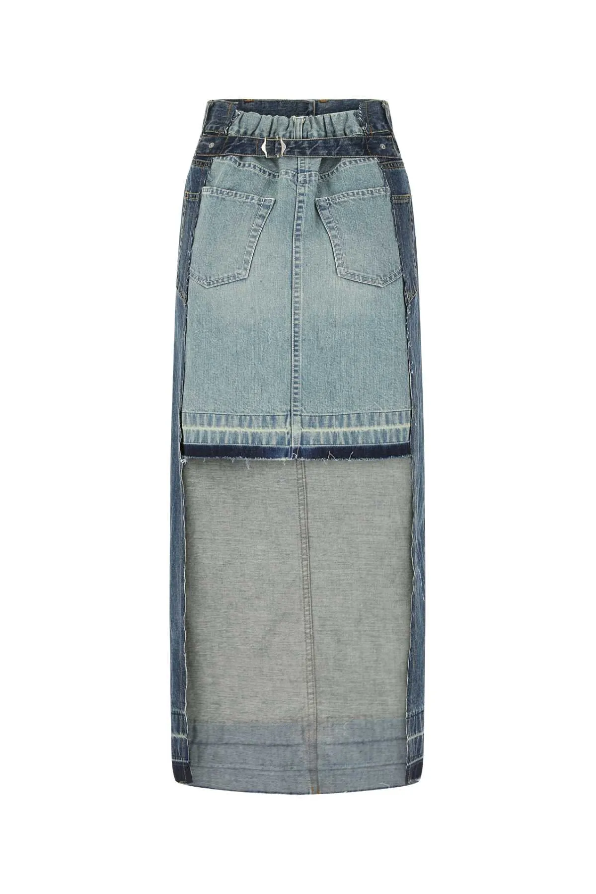 Sacai Two-Tone Asymmetric Denim Skirt