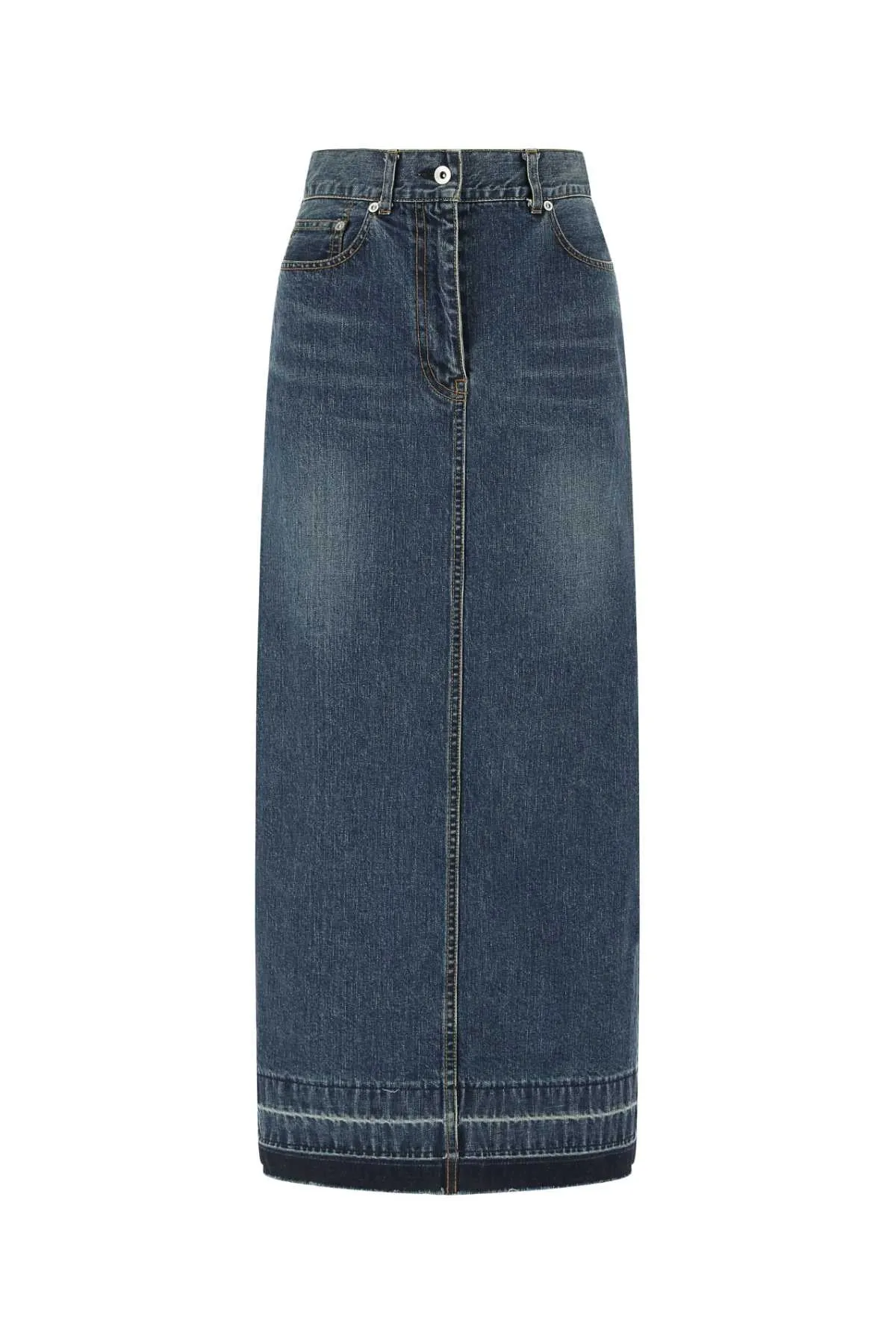 Sacai Two-Tone Asymmetric Denim Skirt