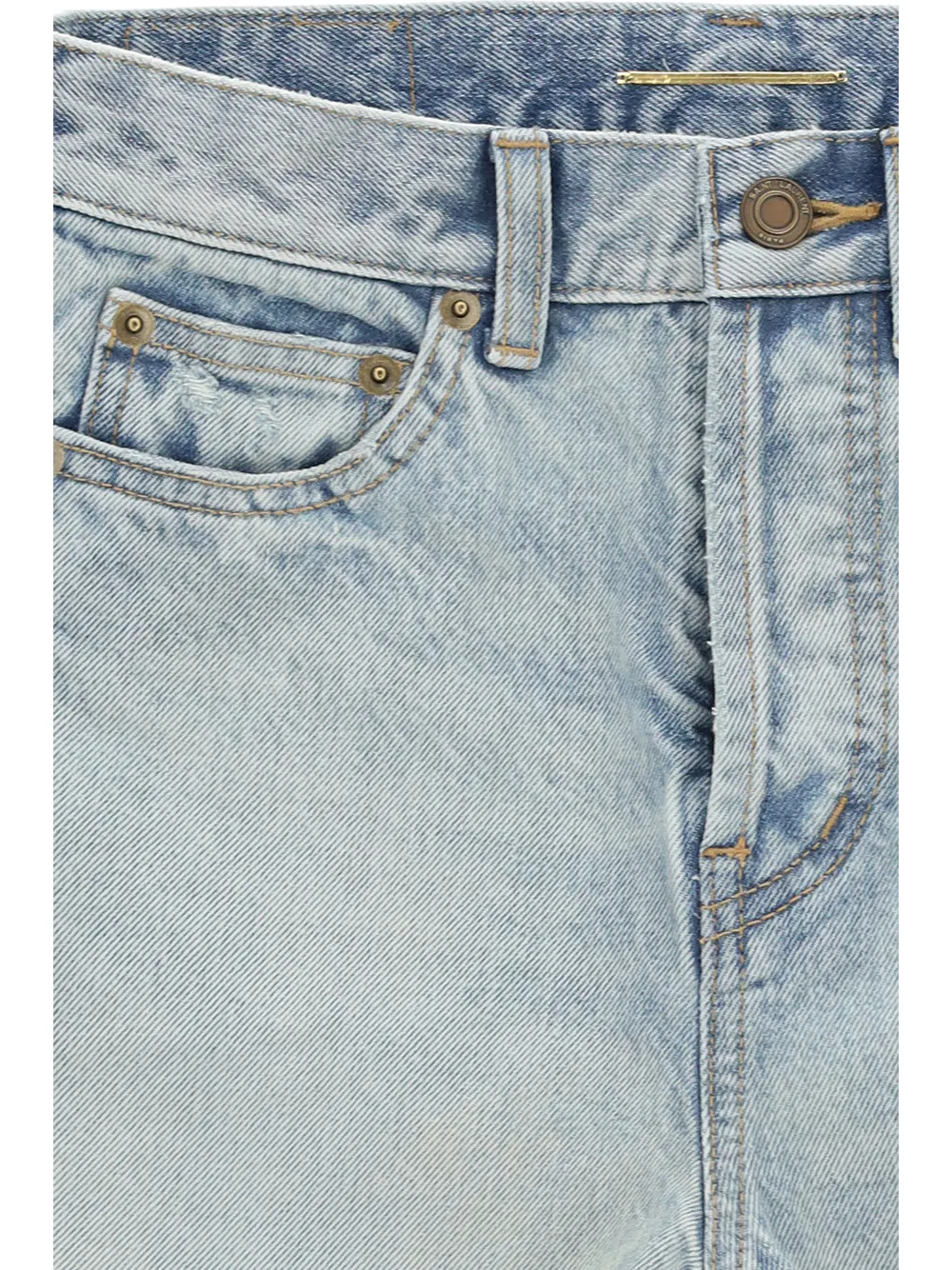 Saint Laurent High Waist Raw Edge Denim Shorts
