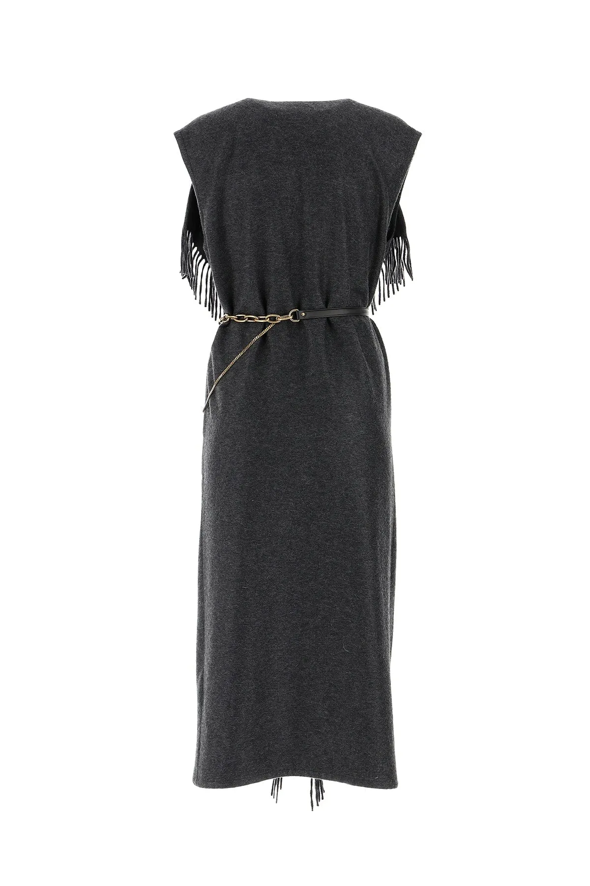Salvatore Ferragamo Belted Fringed Knit Dress