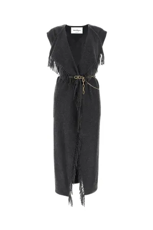 Salvatore Ferragamo Belted Fringed Knit Dress