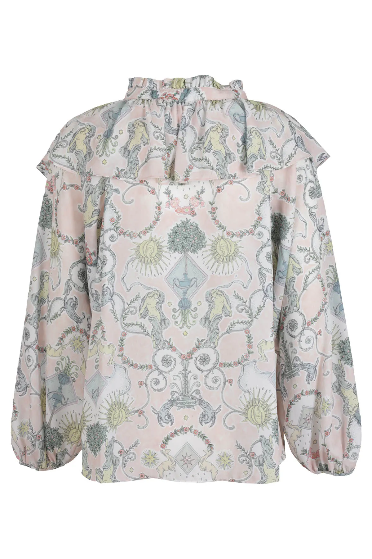 See By Chlo Baroque Printed Ruffled Long-Sleeved Top