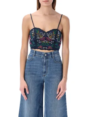 See By Chlo Floral Embroidered Cropped Top