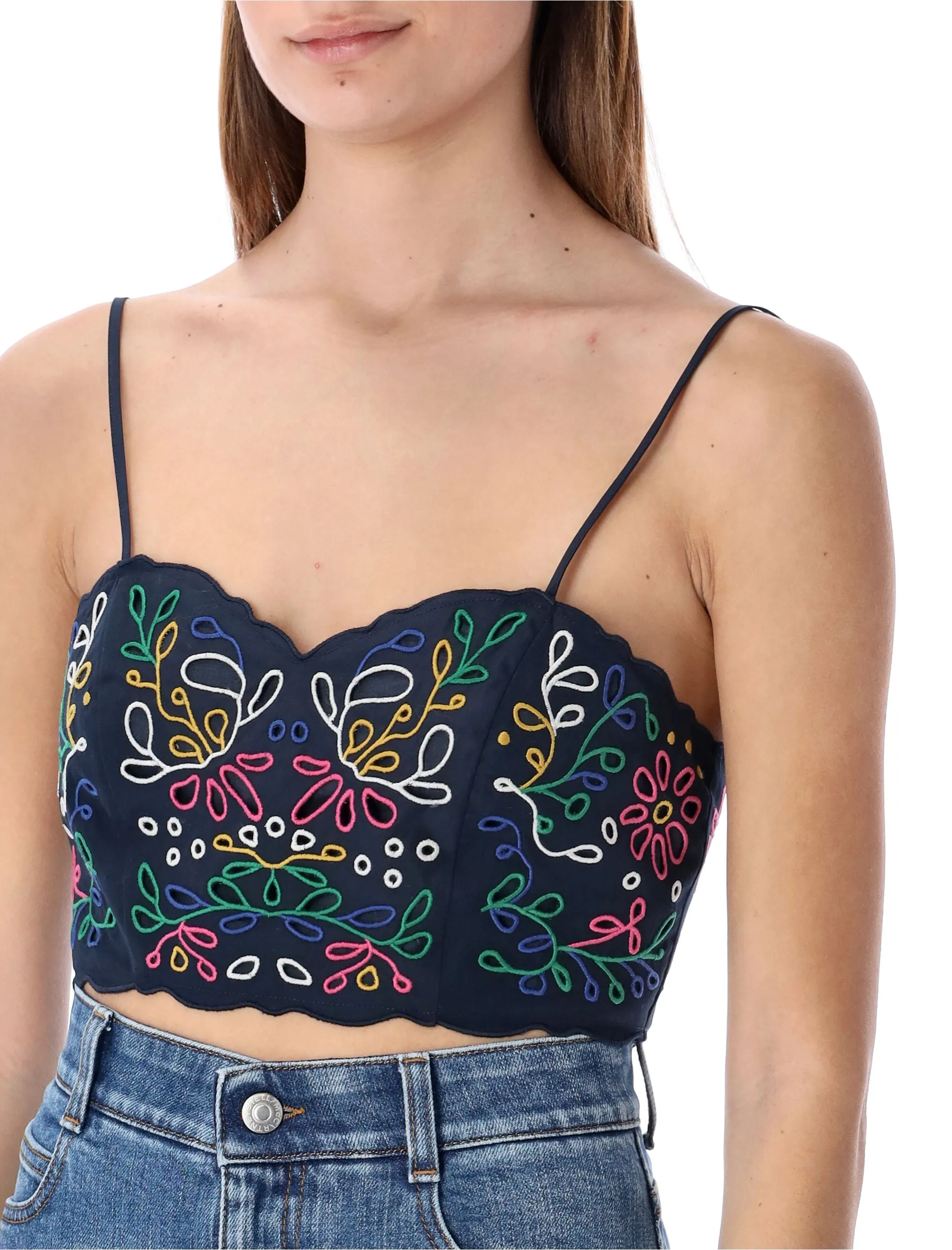 See By Chlo Floral Embroidered Cropped Top