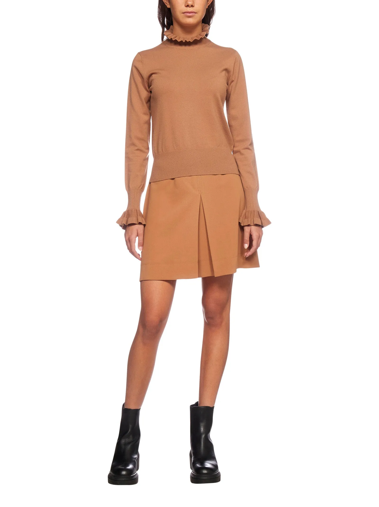 See By Chlo Ruffled Collar Long-Sleeve Knit Top