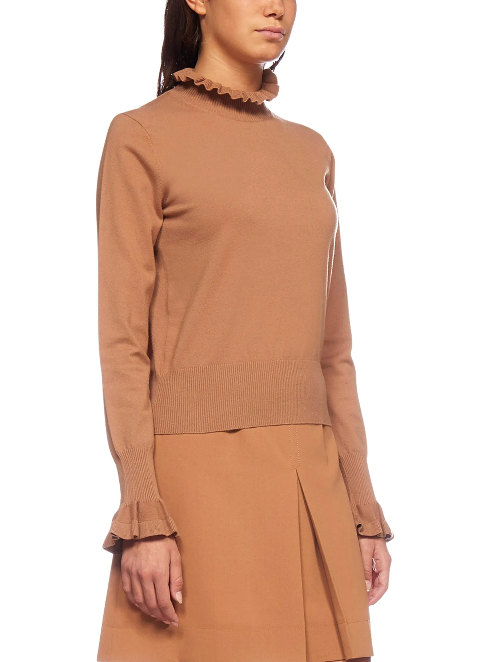 See By Chlo Ruffled Collar Long-Sleeve Knit Top