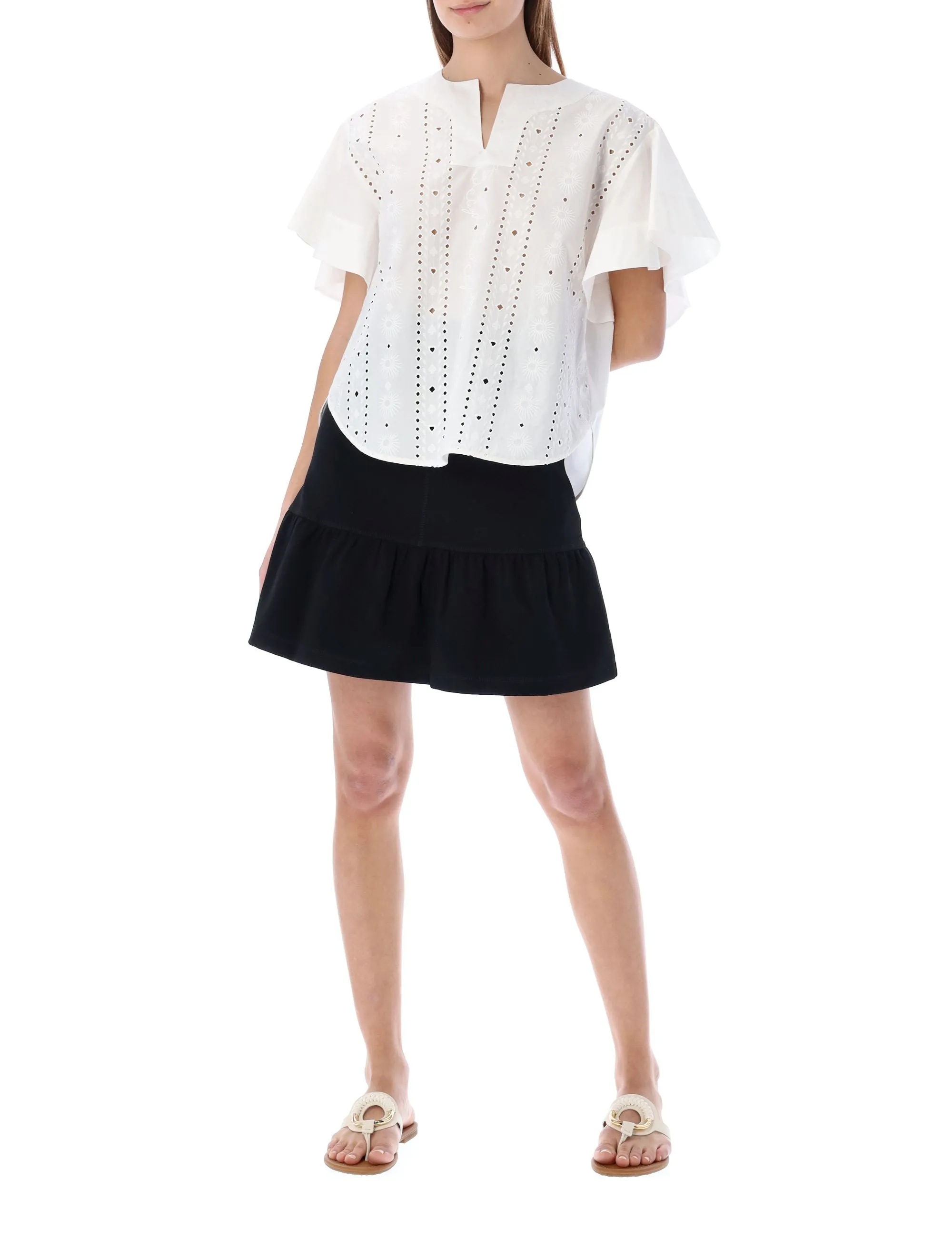 See By Chlo Ruffled Hem High Waist Skirt