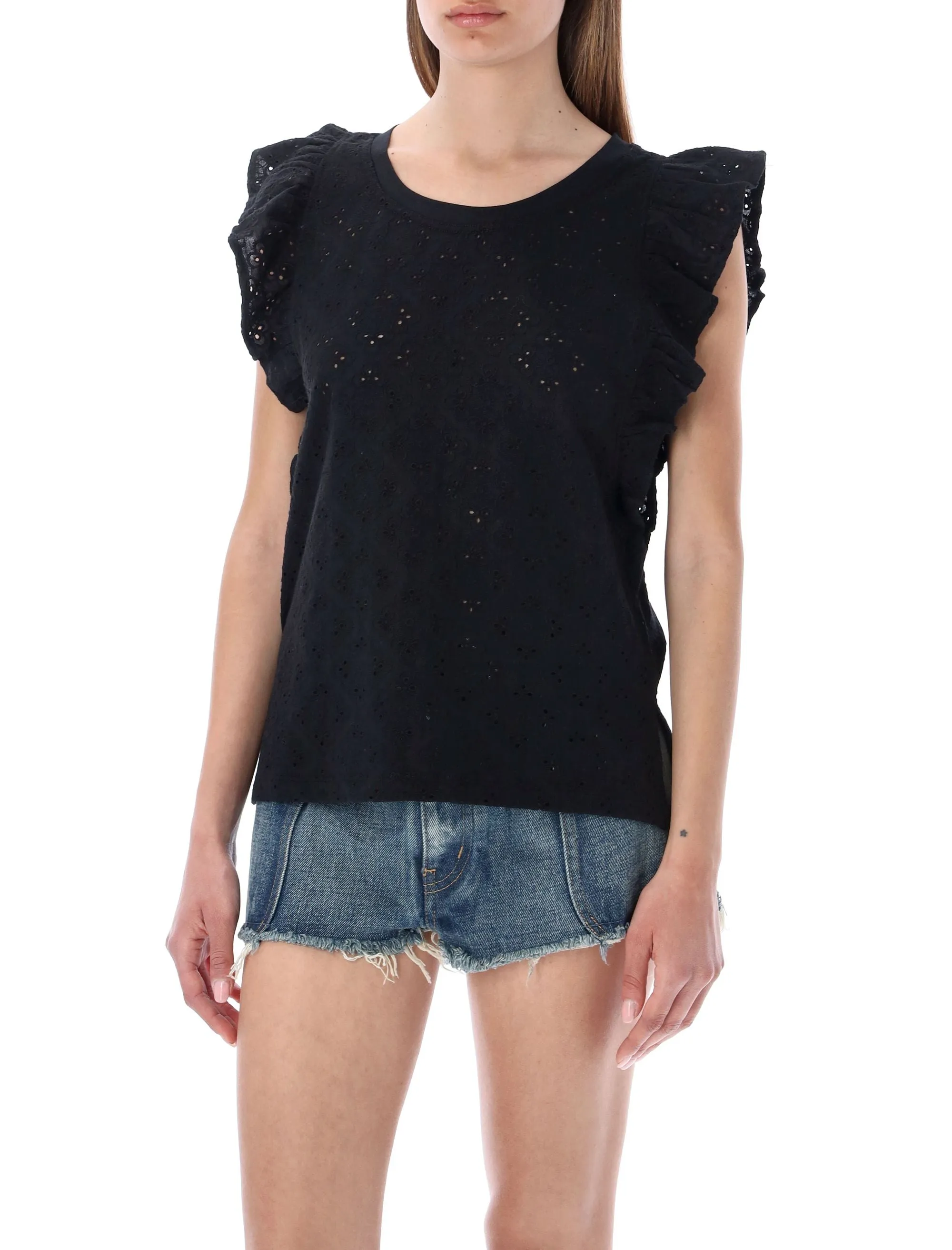 See By Chlo Sleeveless Ruffled Crewneck Top