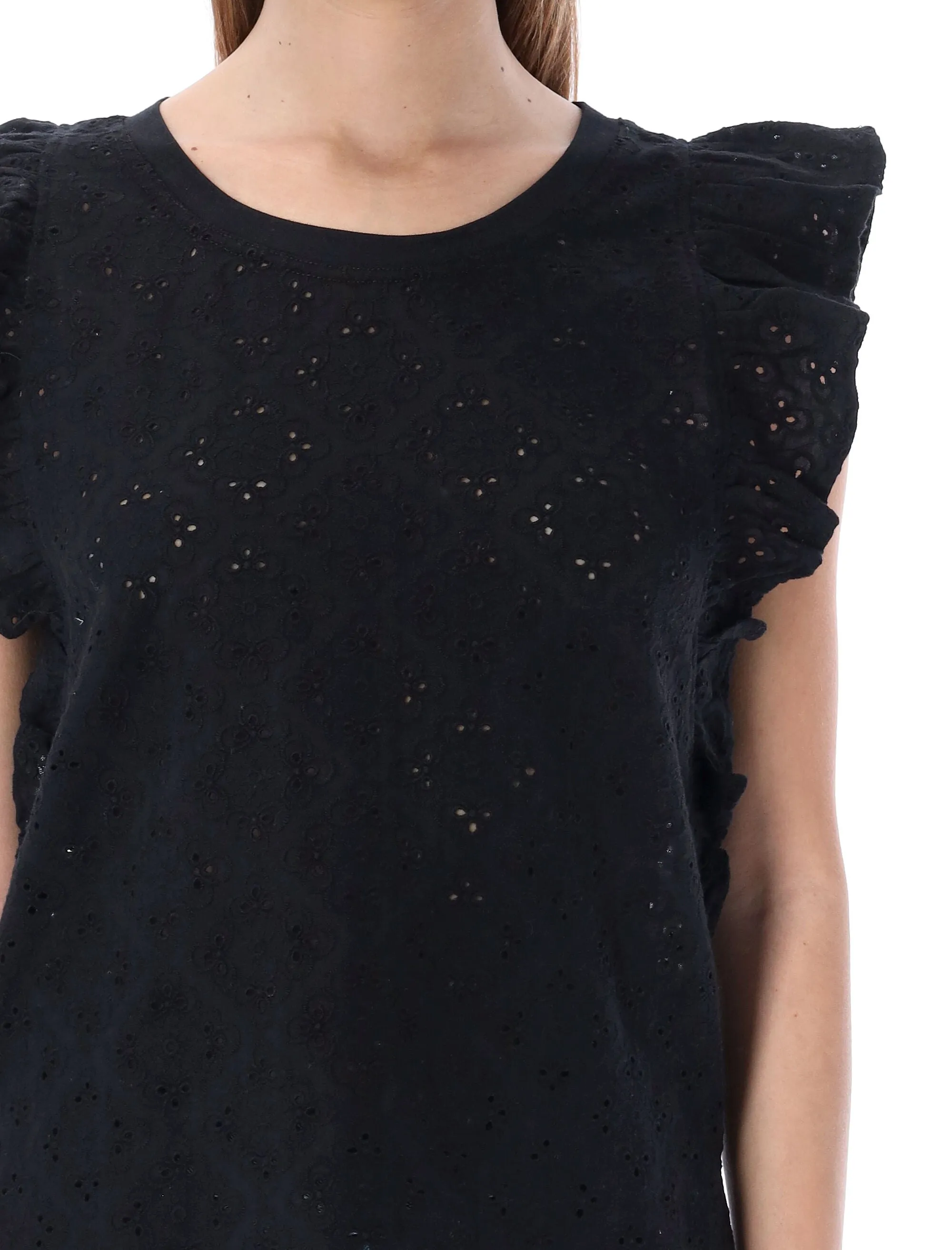 See By Chlo Sleeveless Ruffled Crewneck Top