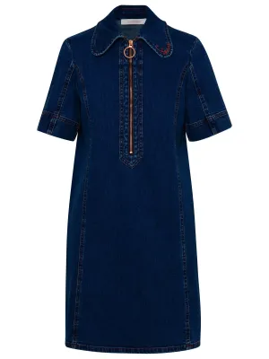See By Chlo Zipped Short Sleeved Denim Dress