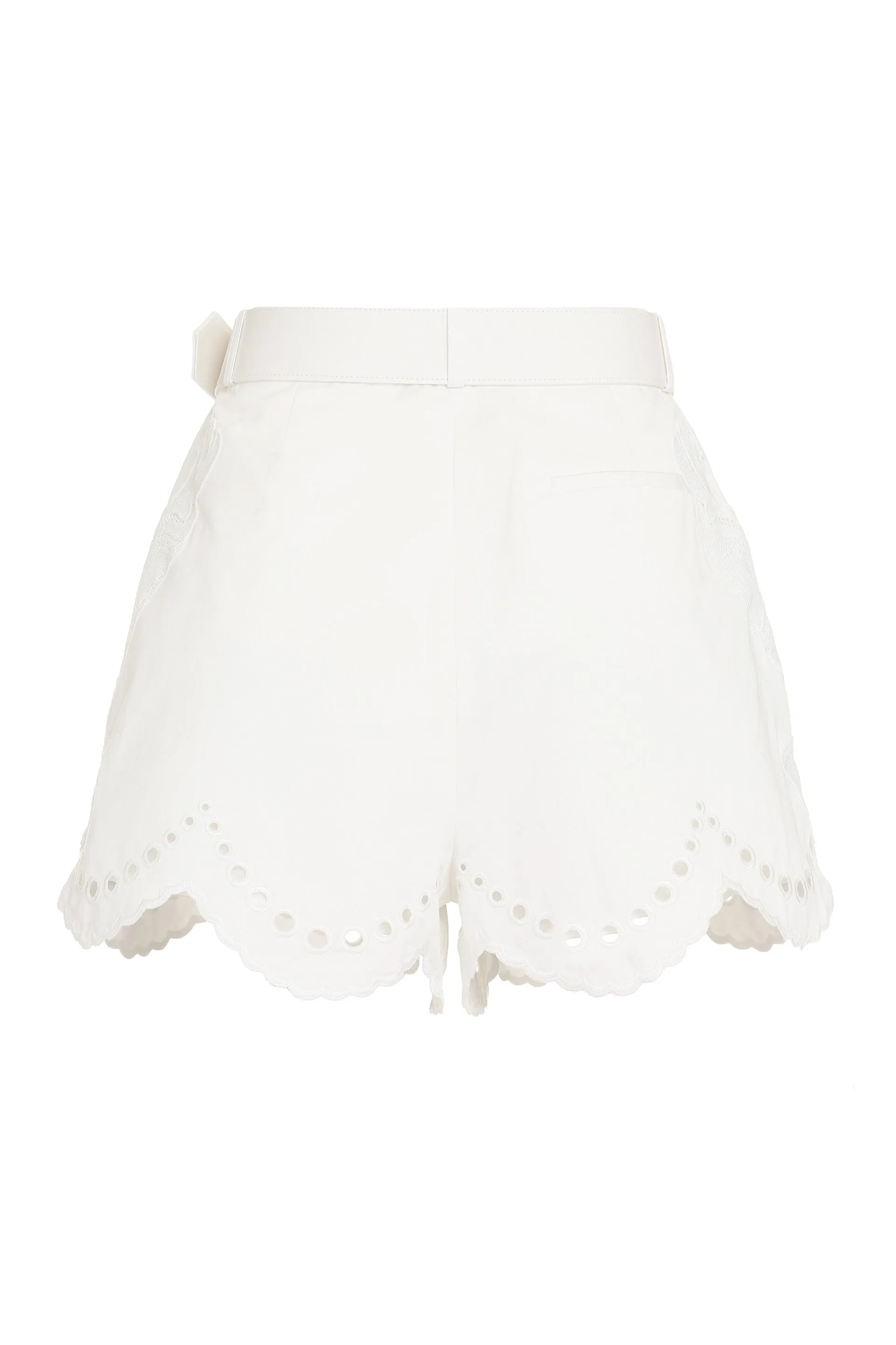 Self-Portrait Broderie Anglaise Belted Shorts