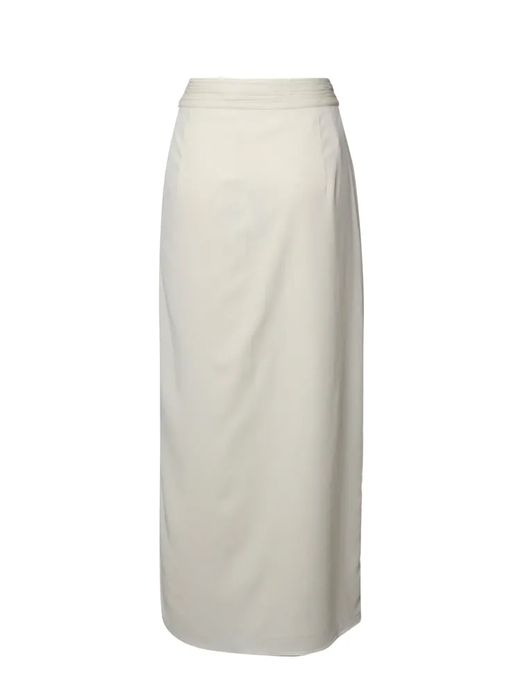 Self-Portrait Button-Fastening Front Slit Midi Skirt
