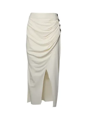Self-Portrait Button-Fastening Front Slit Midi Skirt
