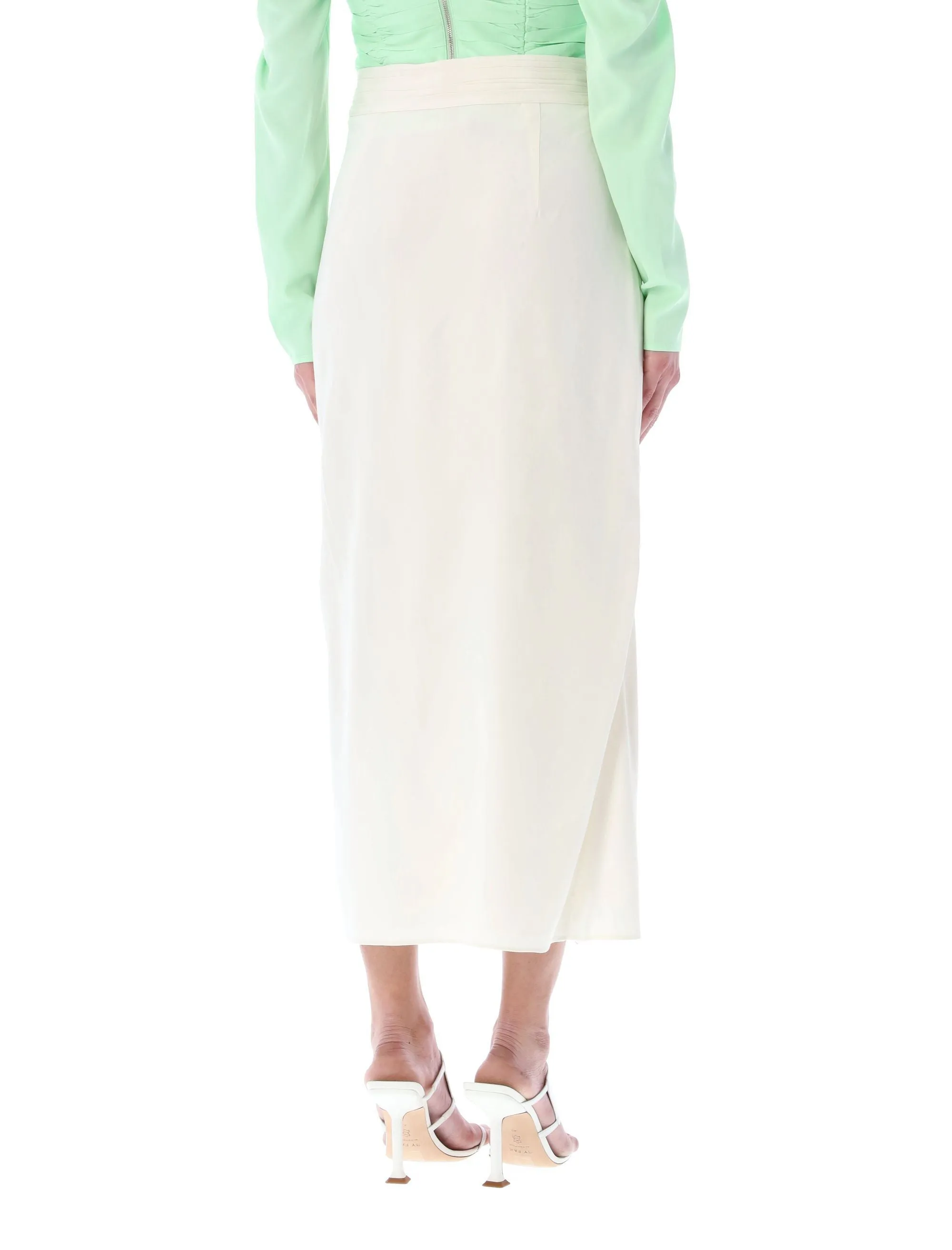 Self-Portrait Button-Fastening Front Slit Midi Skirt