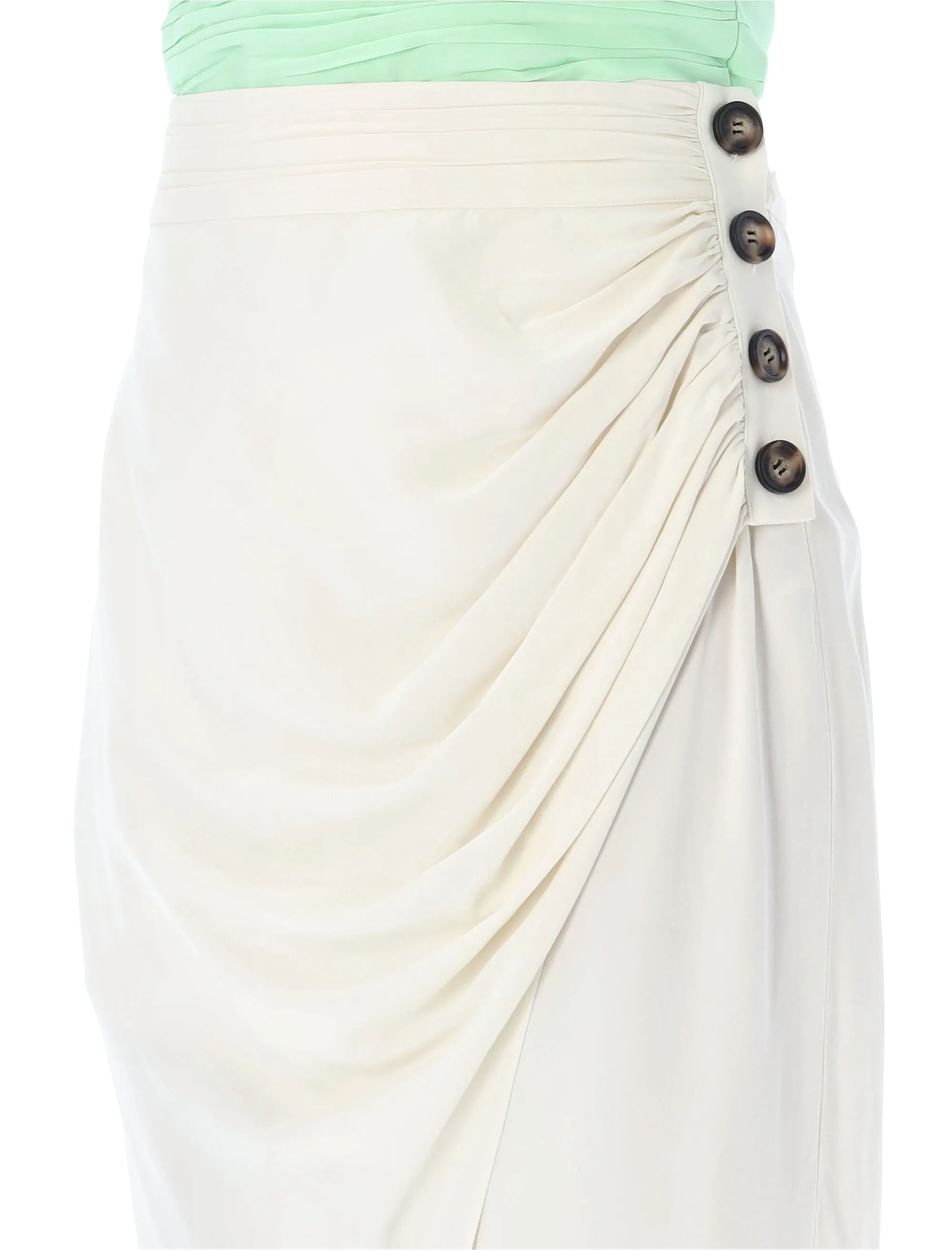 Self-Portrait Button-Fastening Front Slit Midi Skirt