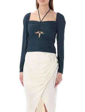 Self-Portrait Cut-Out Halter Neck Ruched Top