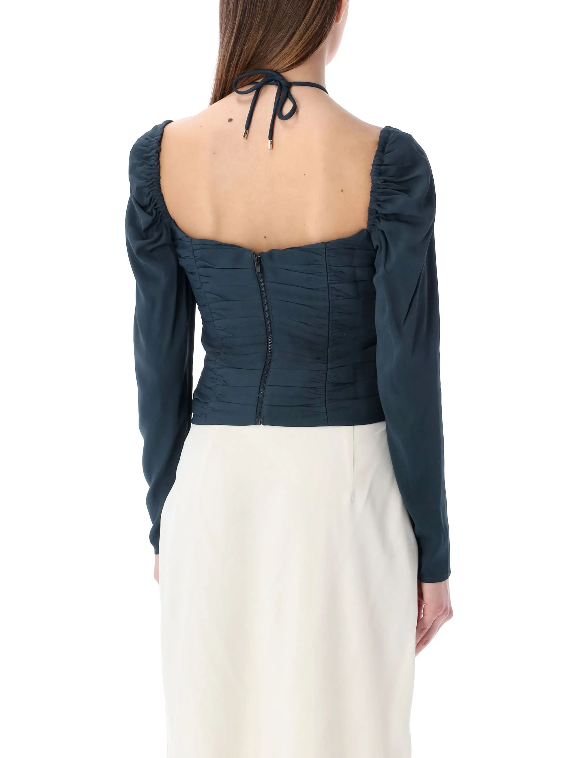 Self-Portrait Cut-Out Halter Neck Ruched Top