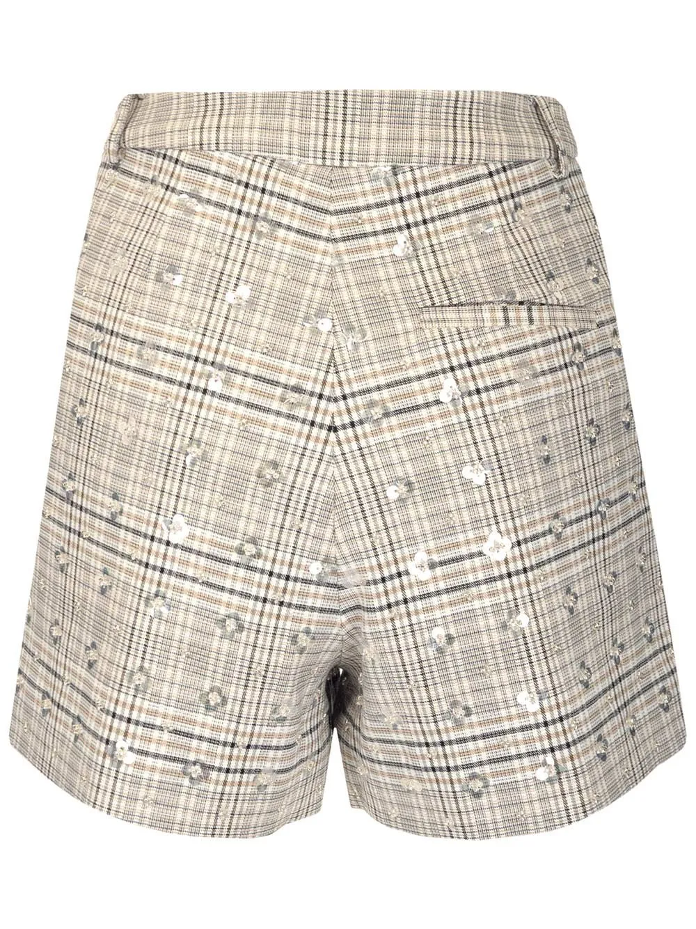 Self-Portrait Embellished Checked High-Rise Shorts
