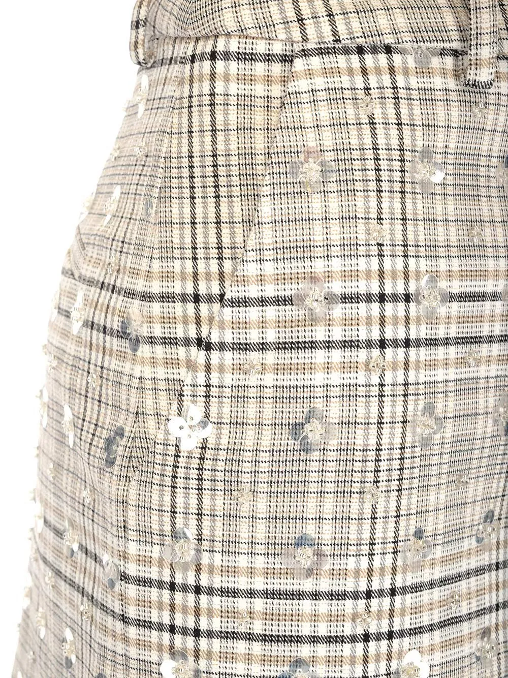 Self-Portrait Embellished Checked High-Rise Shorts