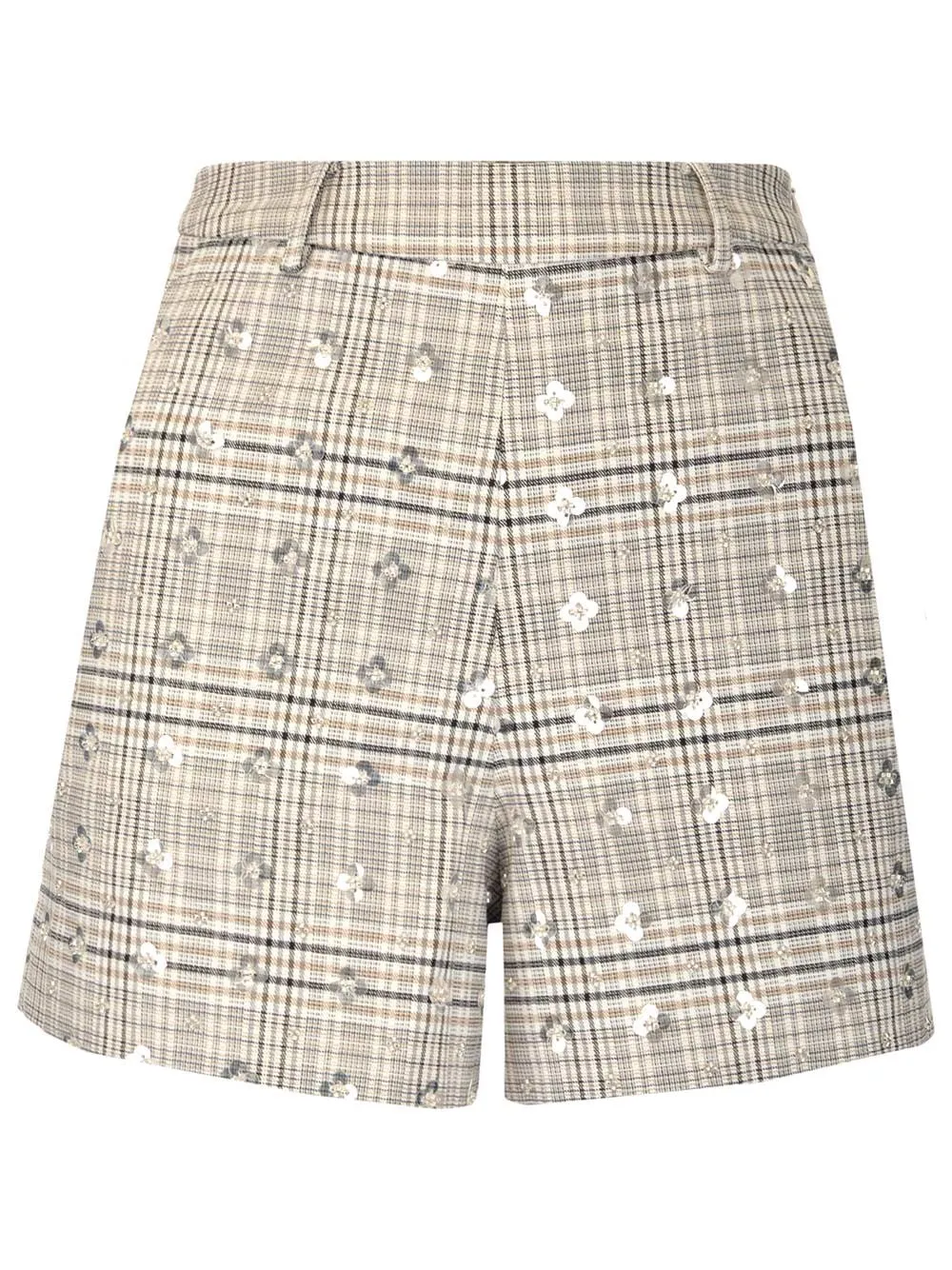 Self-Portrait Embellished Checked High-Rise Shorts