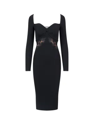 Self-Portrait Lace Applique Knit Midi Dress