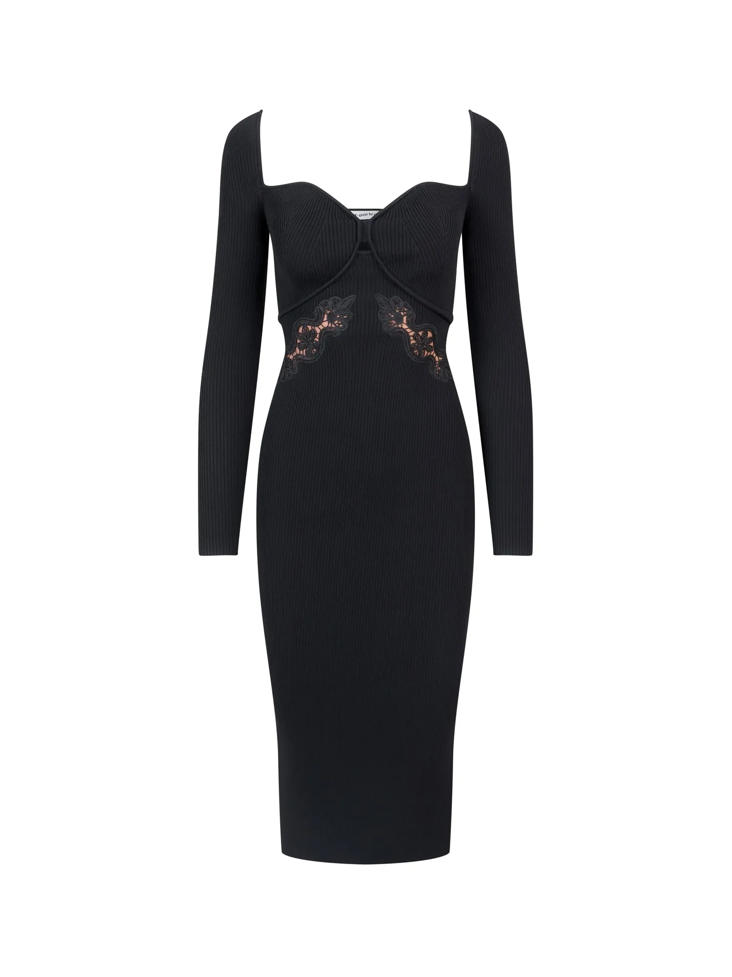 Self-Portrait Lace Applique Knit Midi Dress