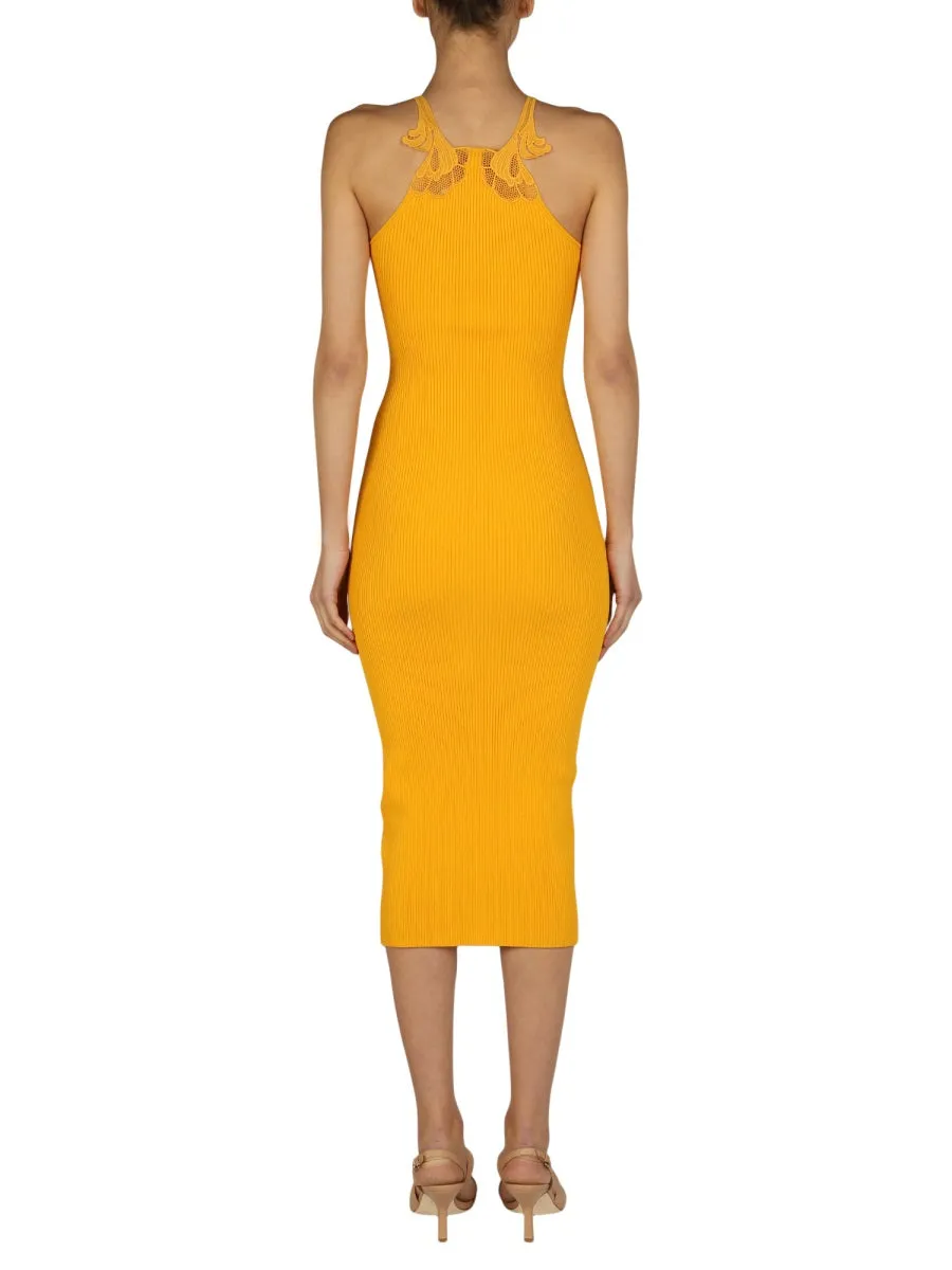 Self-Portrait Lace Detailed Halter Neck Midi Dress