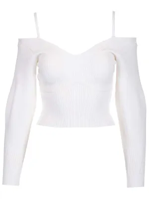 Self-Portrait Off Shoulder V-Neck Knit Top