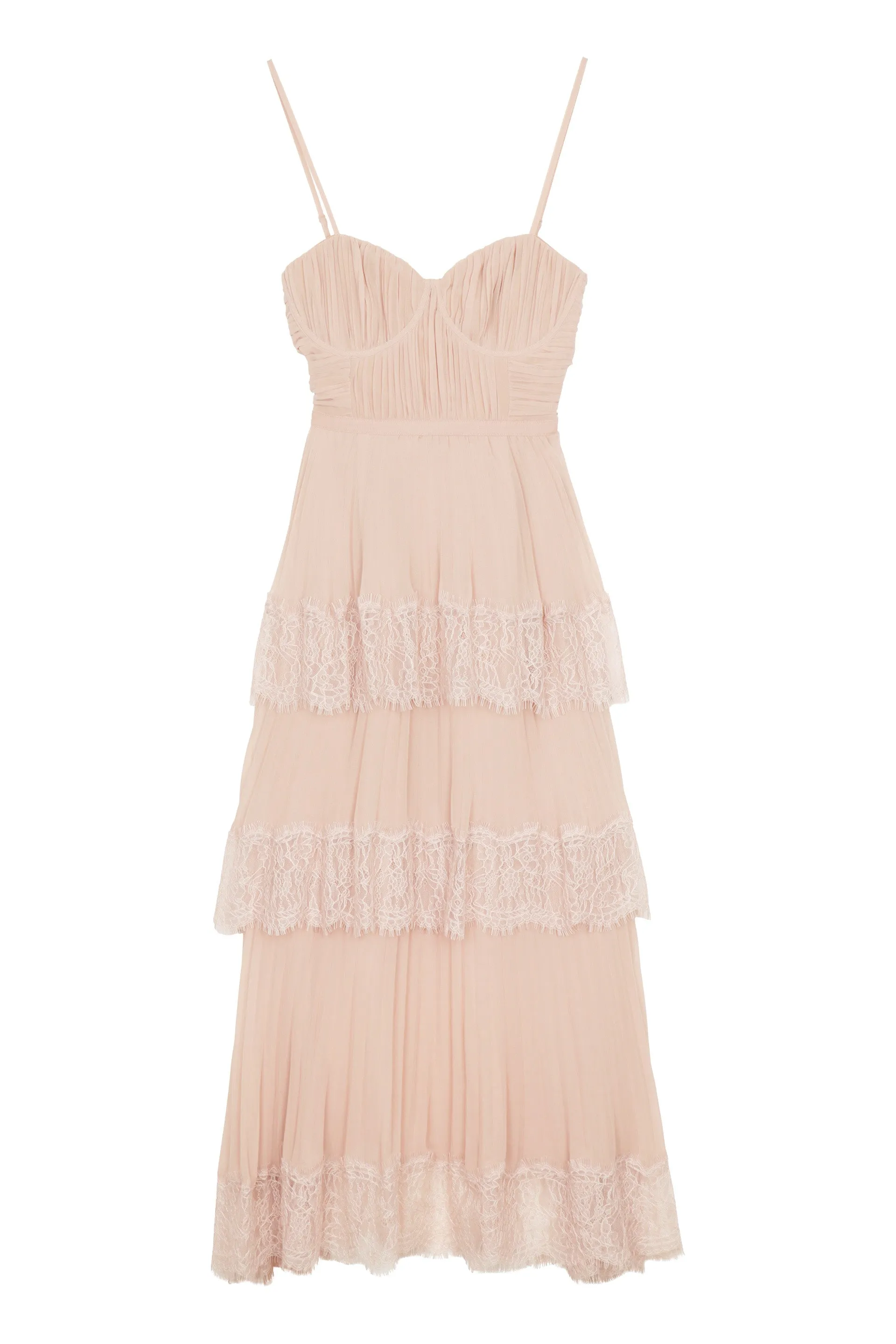 Self-Portrait Pleated Tier Dress With Removable Cape