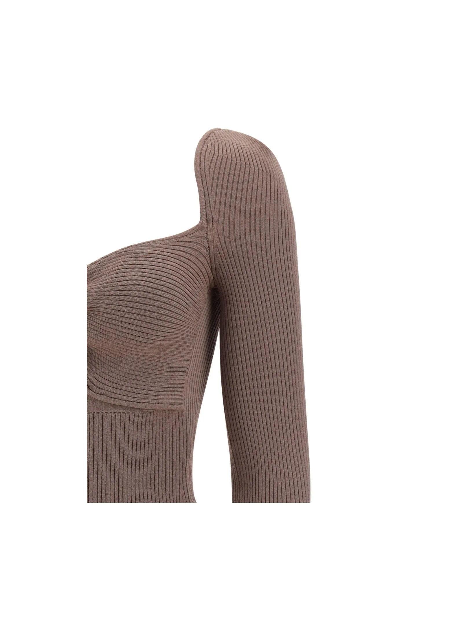 Self-Portrait Ribbed Knit Bow Bust Top