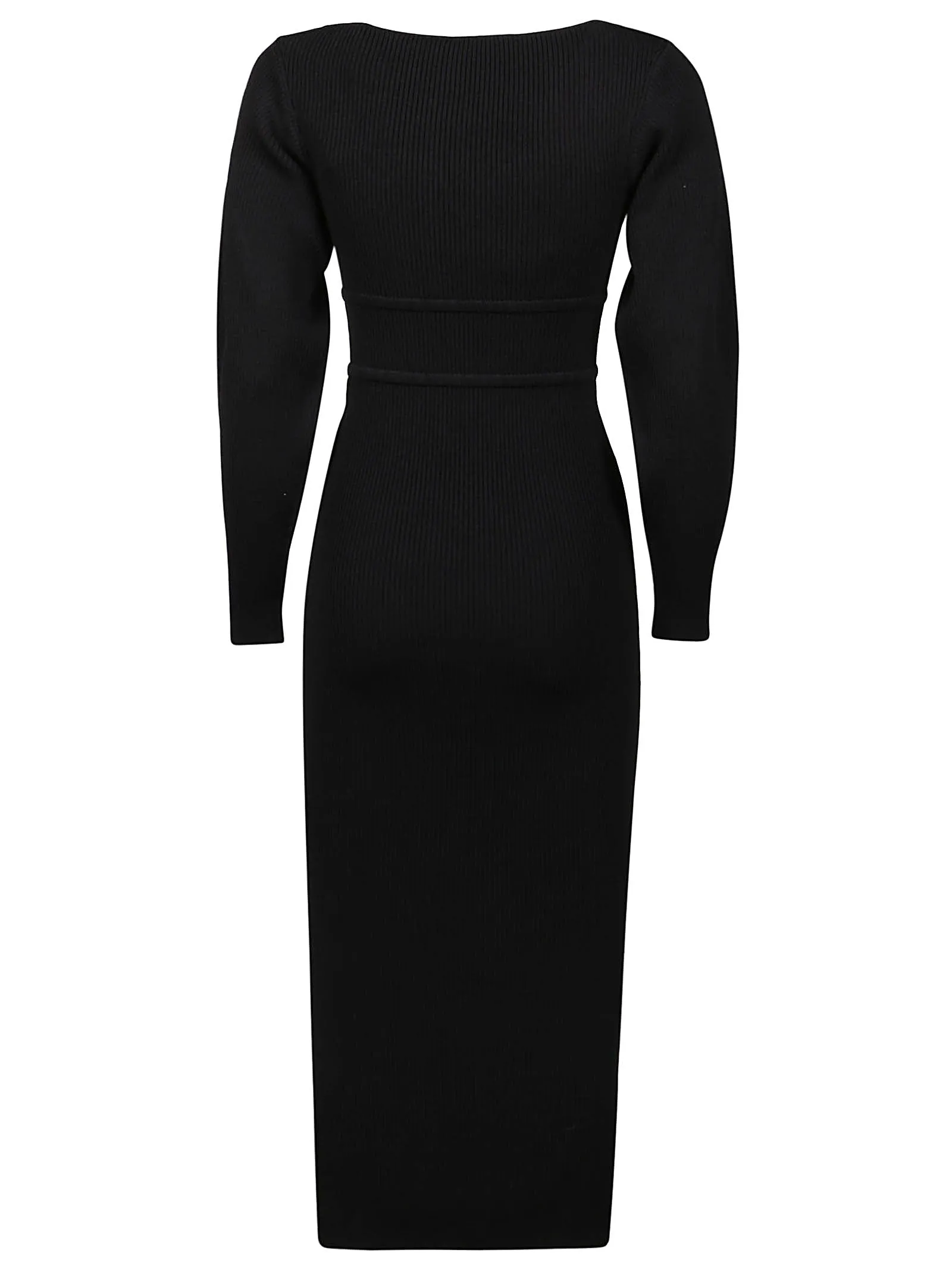 Self-Portrait Ribbed-Knit Long-Sleeved Dress