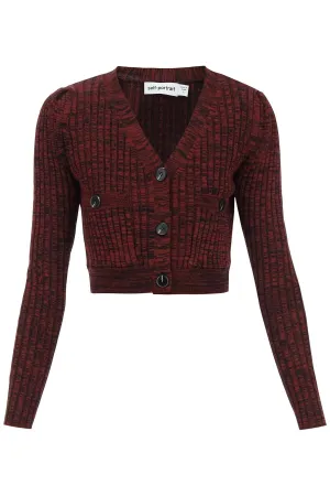 Self-Portrait Ribbed Knit V-Neck Cardigan