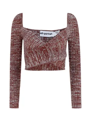 Self-Portrait V-Neck Cropped Knit Top