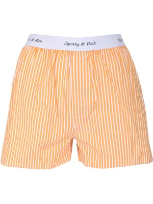 Sporty & Rich Cassie Elasticated Logo Waist Striped Boxer Shorts
