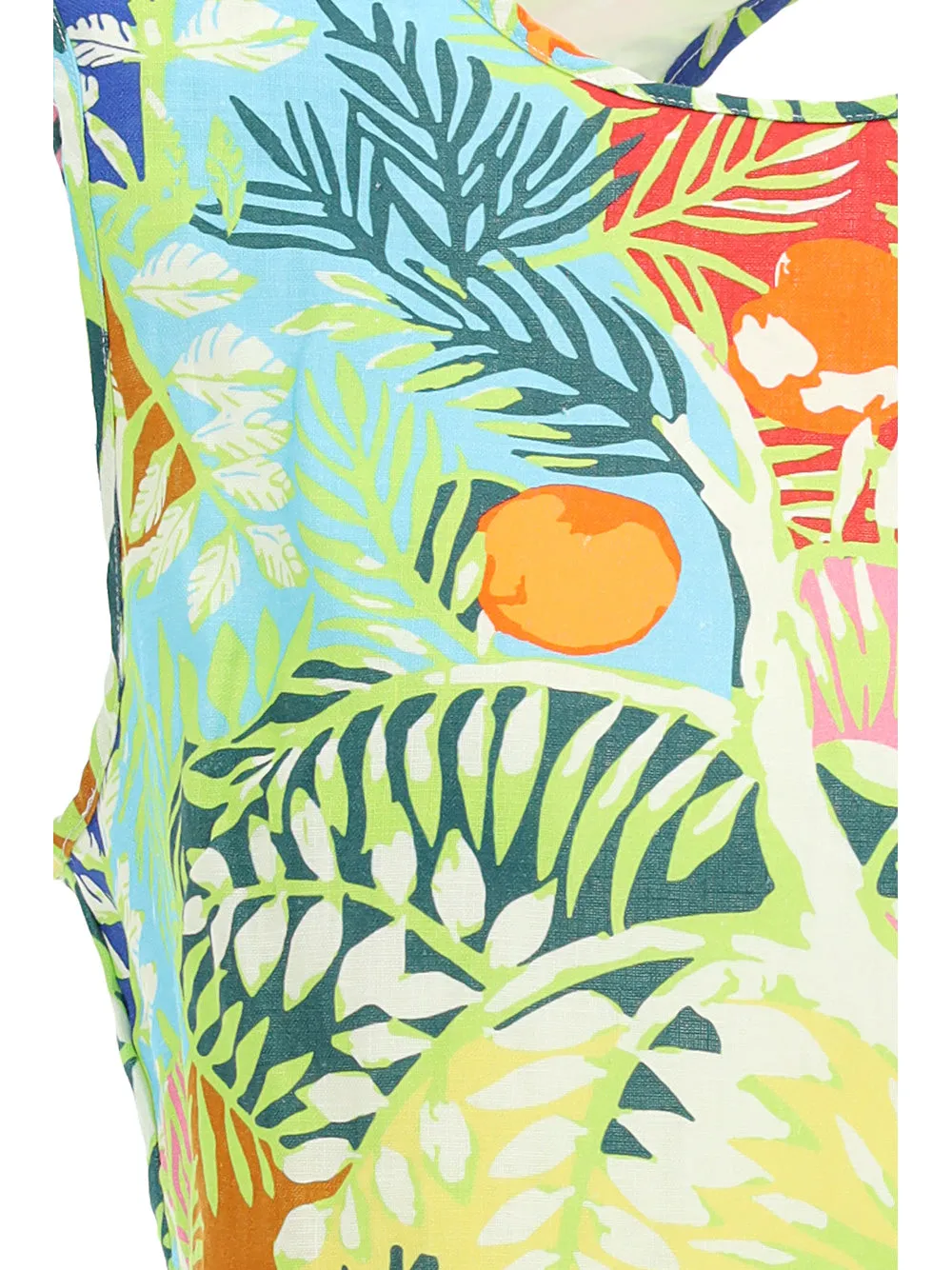 Staud Floral Printed Crewneck Cropped Tank Top