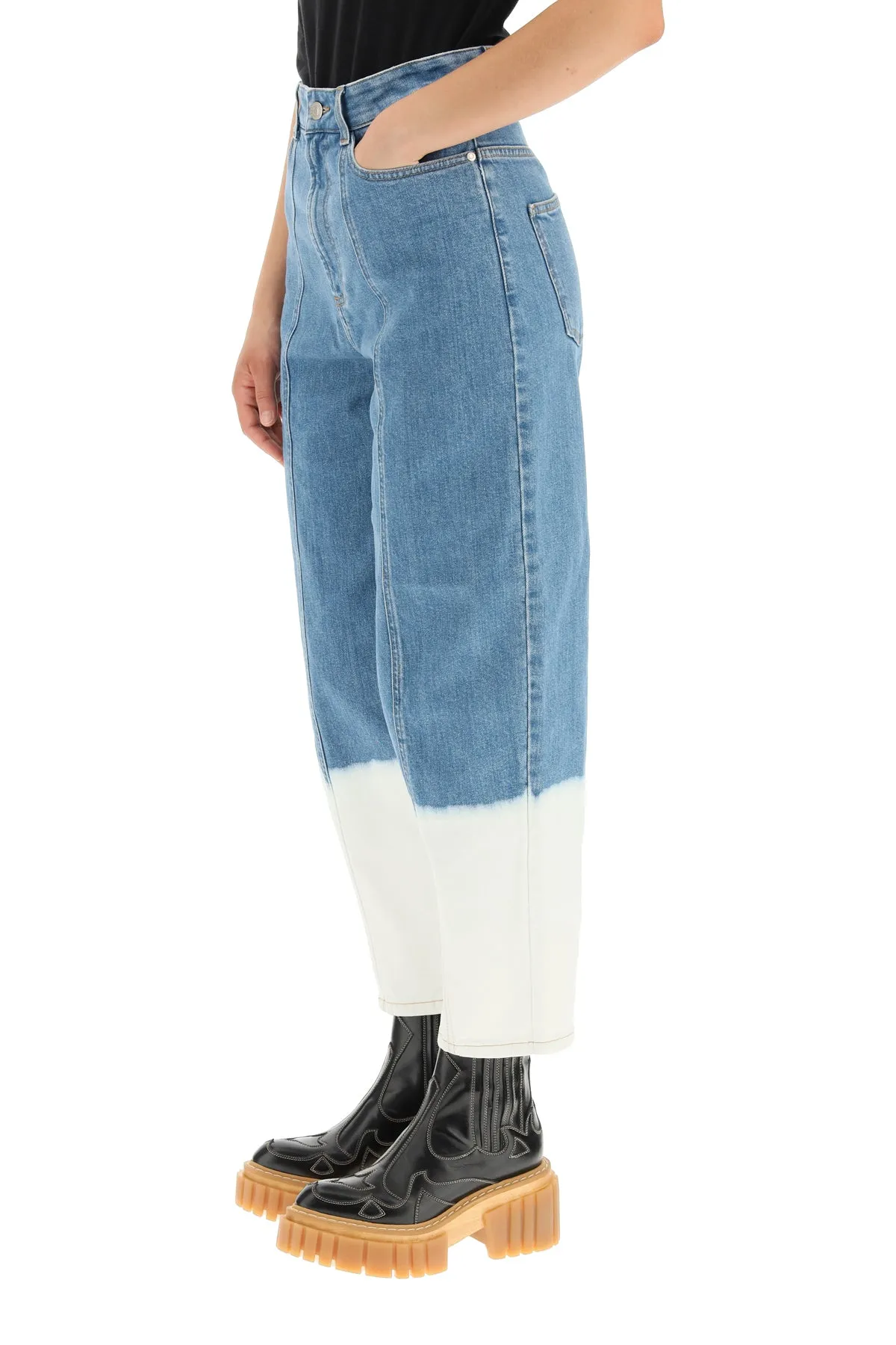 Stella McCartney Two-Tone Panelled High Waist Jeans