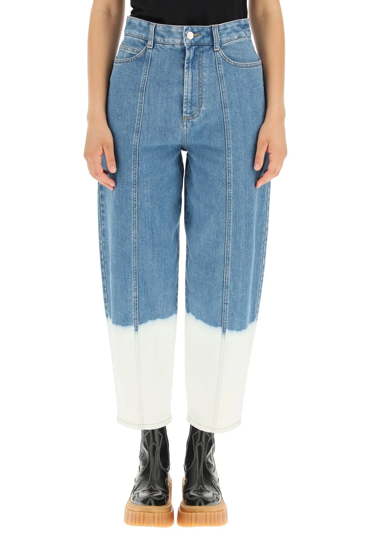 Stella McCartney Two-Tone Panelled High Waist Jeans