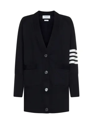 Thom Browne 4-Bar Long Sleeved Knit Cardigan